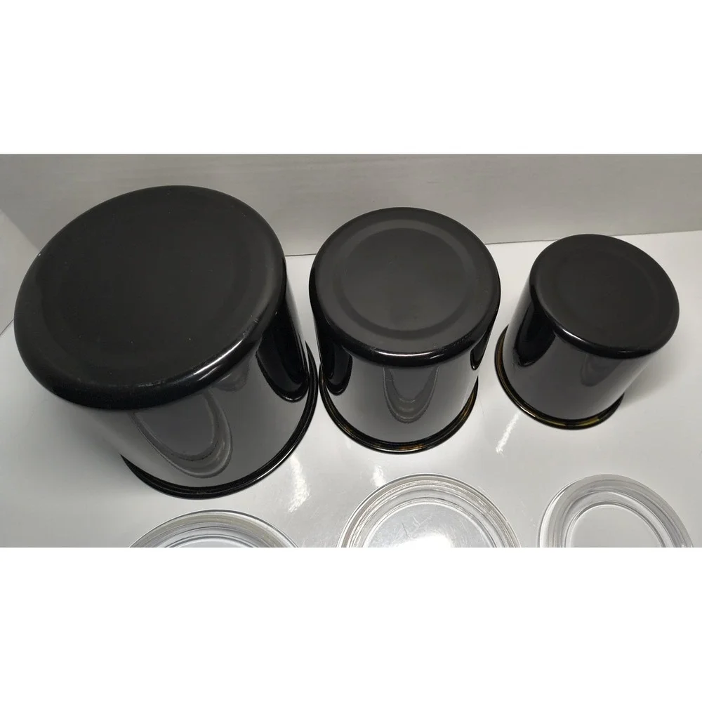 Canister Set Black Metal W Air Tight Acrylic Lid Kitchen Bathroom Office Storage